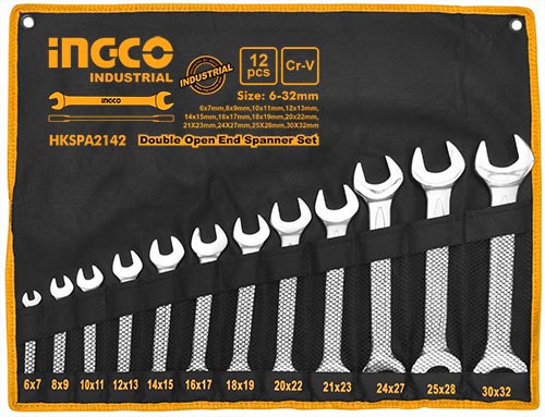 INGCO 12Pcs Double open end spanner set HKSPA2142