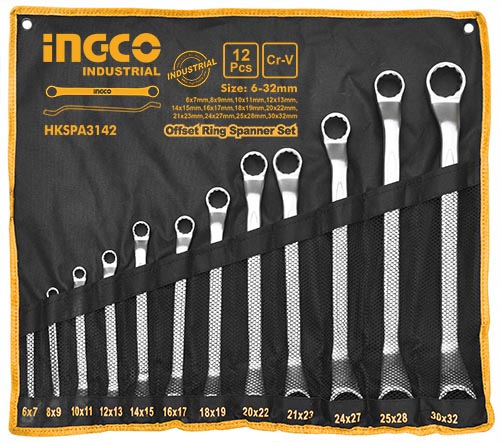 INGCO 12Pcs Offset ring spanner set HKSPA3142